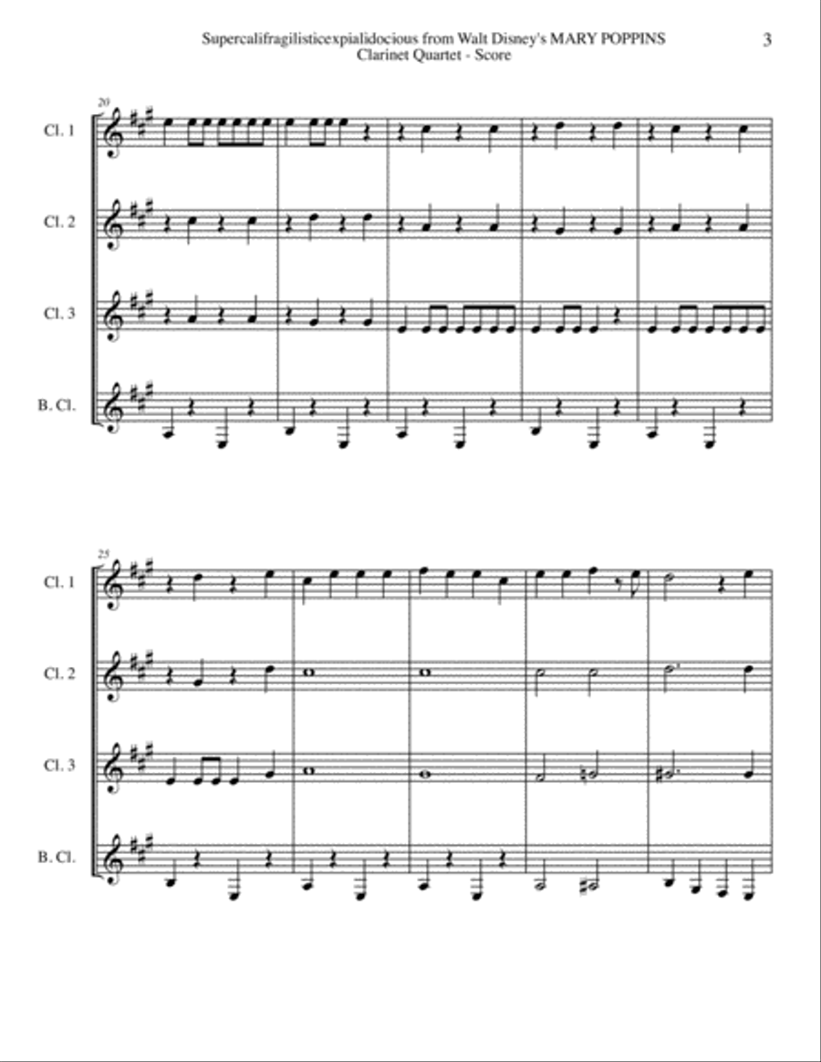 Supercalifragilisticexpialidocious from Walt Disney's MARY POPPINS Woodwind Quartet scores gallery preview page 3