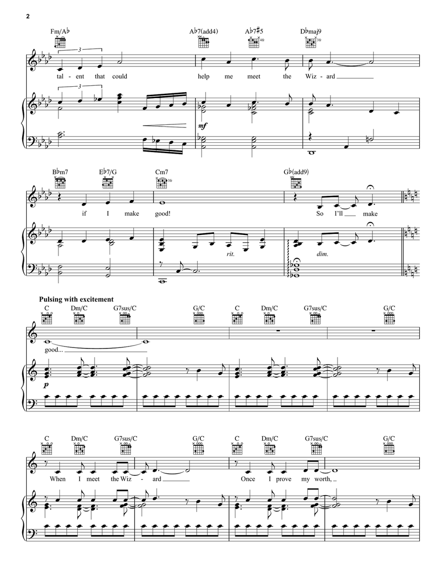 The Wizard And I (from Wicked) Piano, Vocal, Guitar scores gallery preview page 2