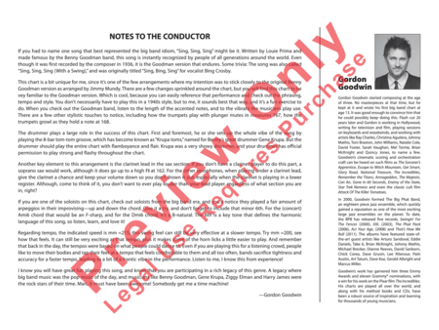 Sing, Sing, Sing Jazz Ensemble scores gallery preview page 31