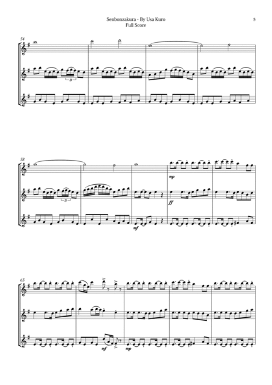 Senbonzakura Woodwind Trio scores gallery preview page 5