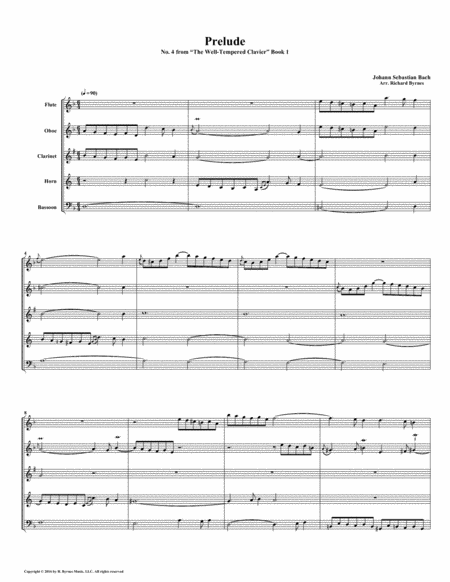 Prelude 04 from Well-Tempered Clavier, Book 1 (Woodwind Quintet) image number null