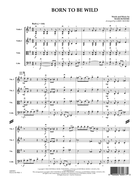 Born to Be Wild (arr. Larry Moore) - Conductor Score (Full Score) by Steppenwolf String Quartet - Digital Sheet Music