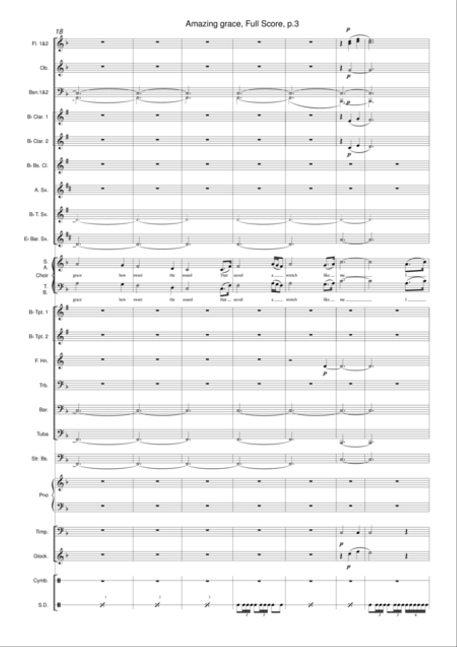 Amazing grace for wind band and choir 4-Part scores gallery preview page 3