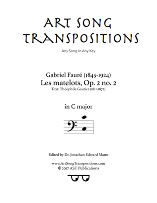 Book cover for FAURÉ: Les matelots, Op. 2 no. 2 (transposed to C major, bass clef)