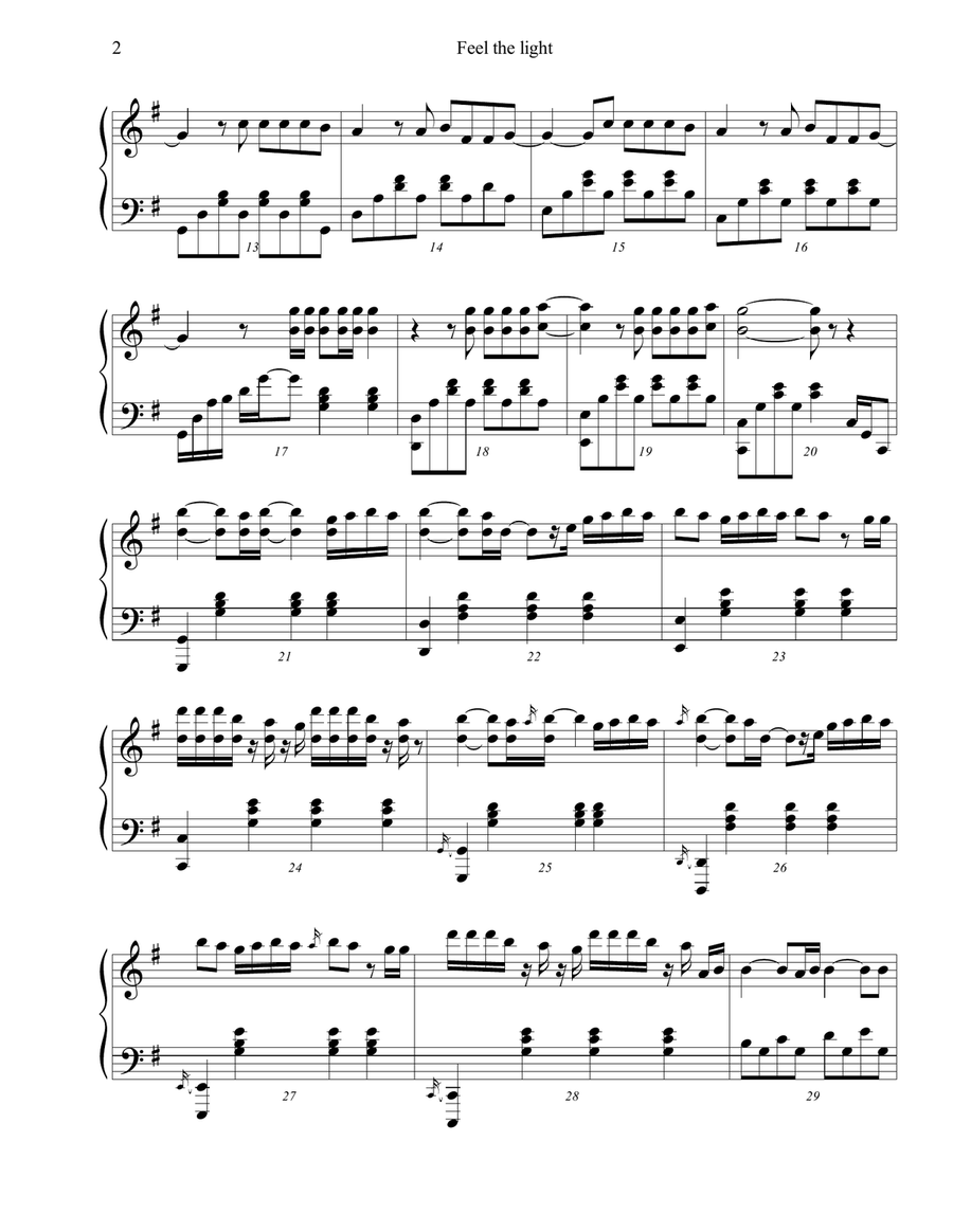 Feel The Light Piano Solo scores gallery preview page 2