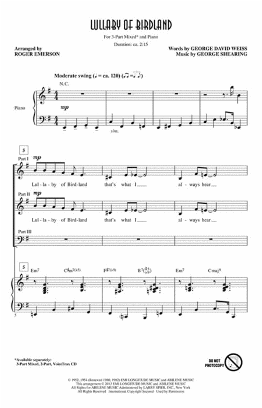 Lullaby Of Birdland Choir scores gallery preview page 2