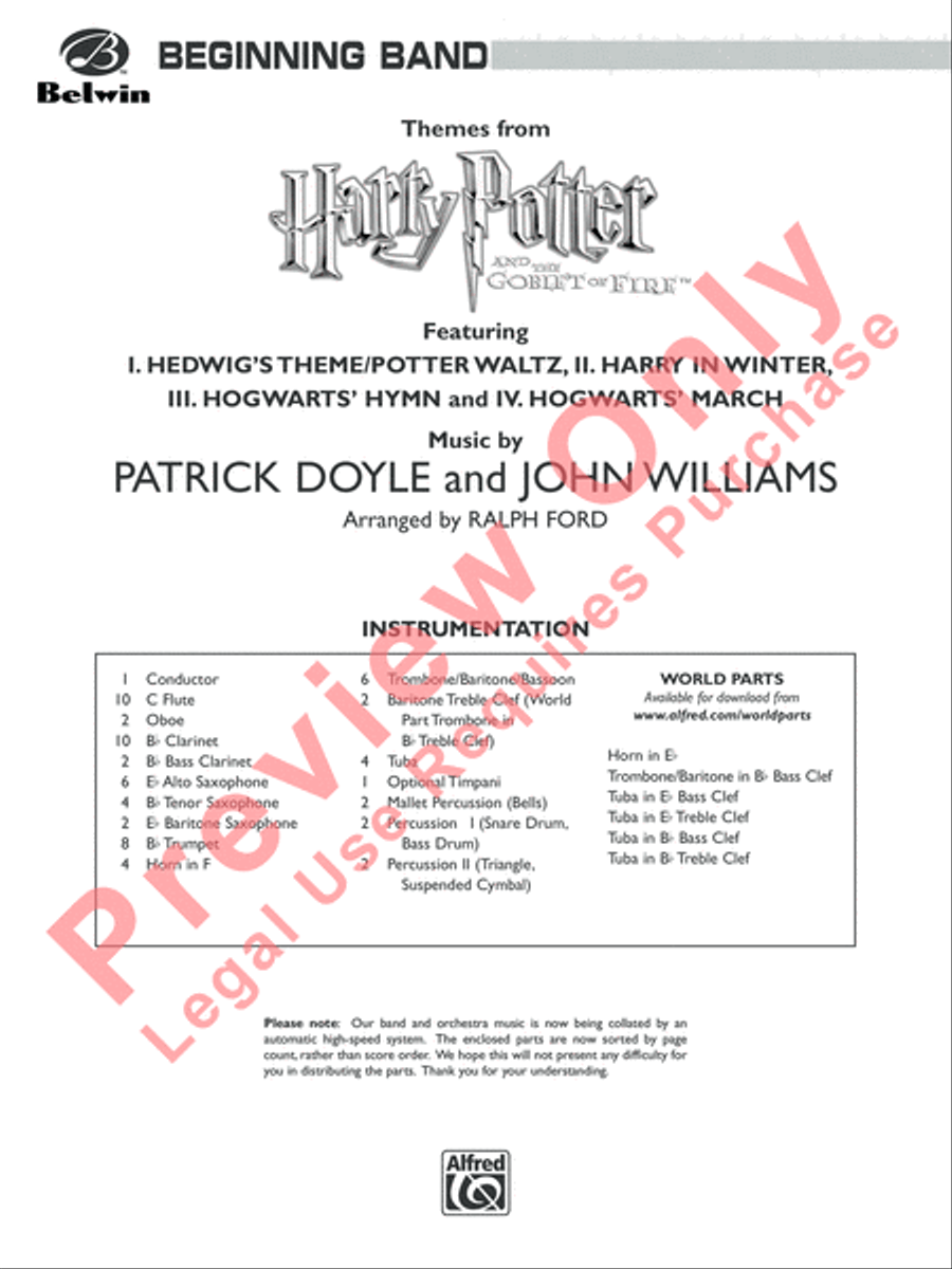 Harry Potter and the Goblet of Fire, Themes from Concert Band scores gallery preview page 2