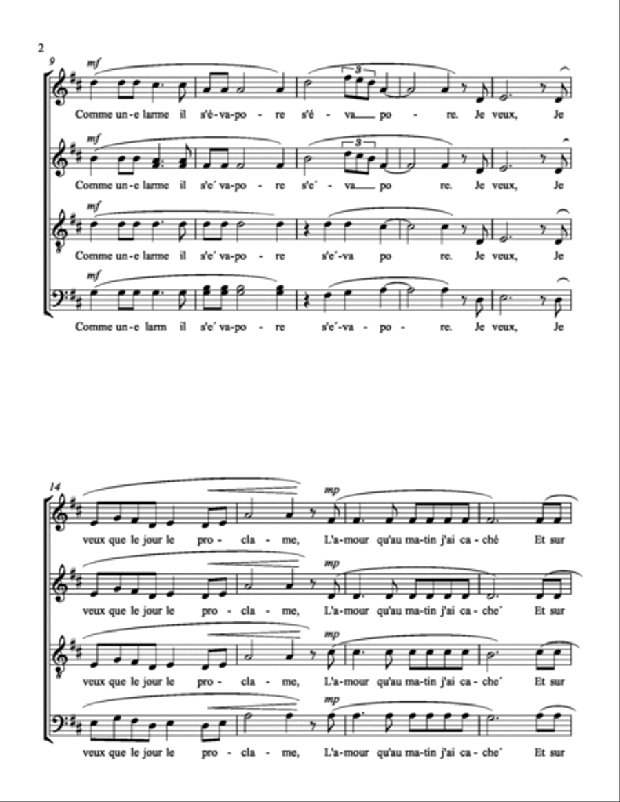 Le Secret SATB Jennifer R. Tibbetts 4-Part scores gallery preview page 2
