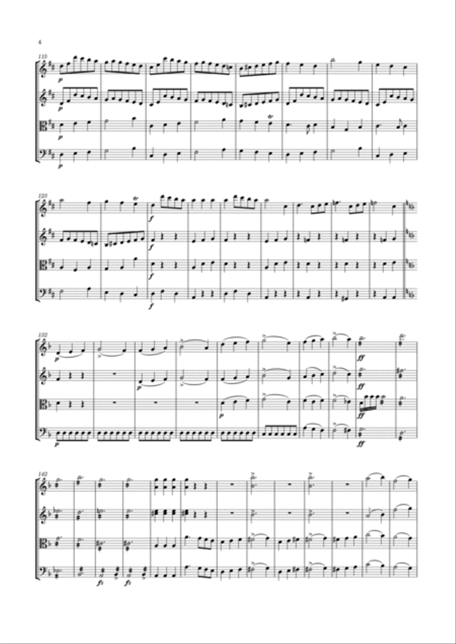 Schubert - String Quartet No.1 in G minor/B flat major, D.18 String Quartet scores gallery preview page 5