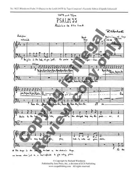Psalm 33 (Rejoice in the Lord) (Choral Score)