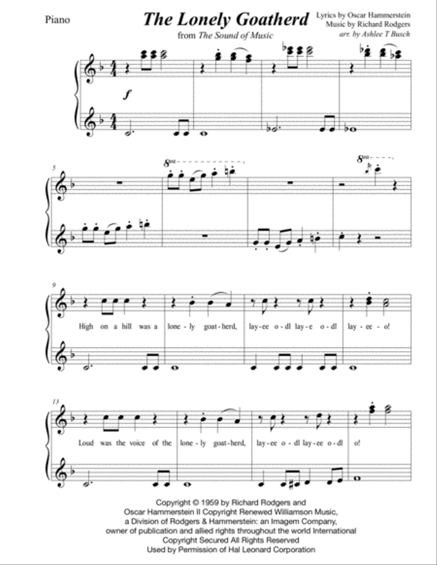 The Lonely Goatherd from the Sound of Music SA scores gallery preview page 2