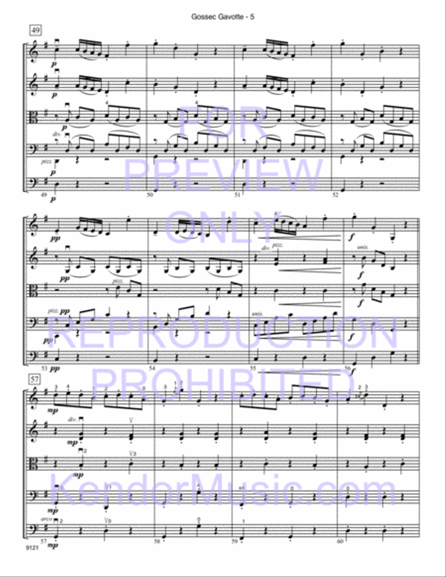 Gossec Gavotte String Orchestra scores gallery preview page 6
