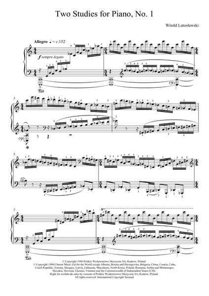Two Studies For Piano, 1. Allegro