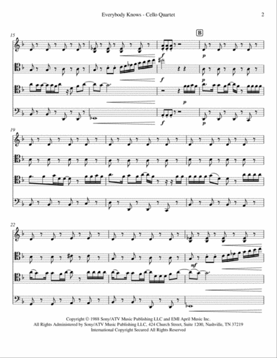 Everybody Knows Cello scores gallery preview page 2