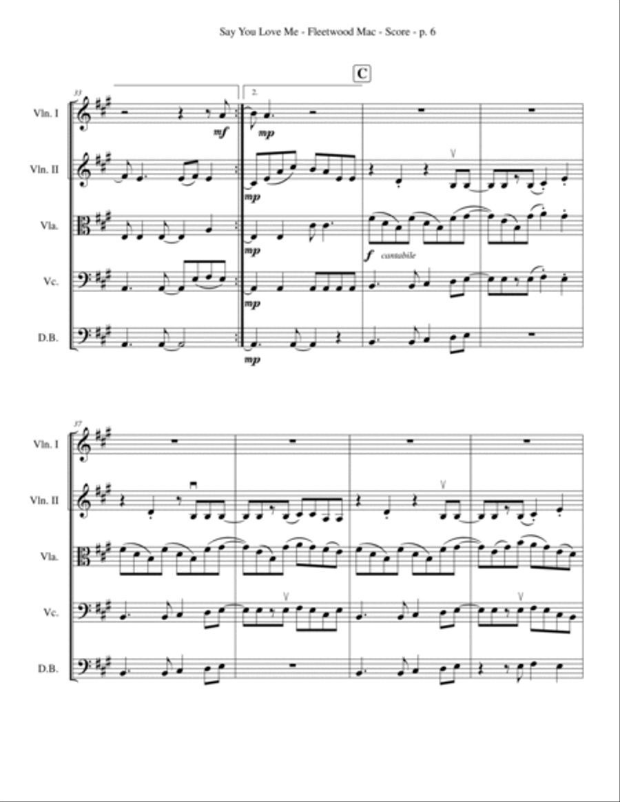 Say You Love Me String Quartet scores gallery preview page 6