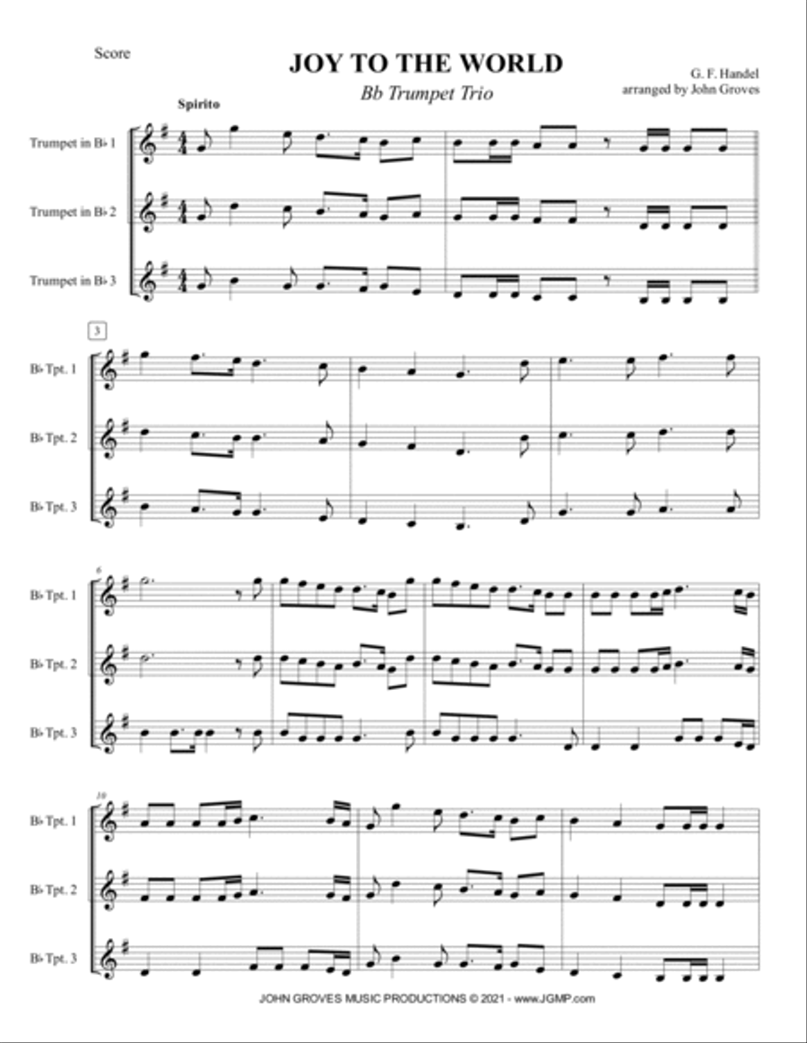 Joy To The World - Trumpet Trio Trumpet Trio scores gallery preview page 2