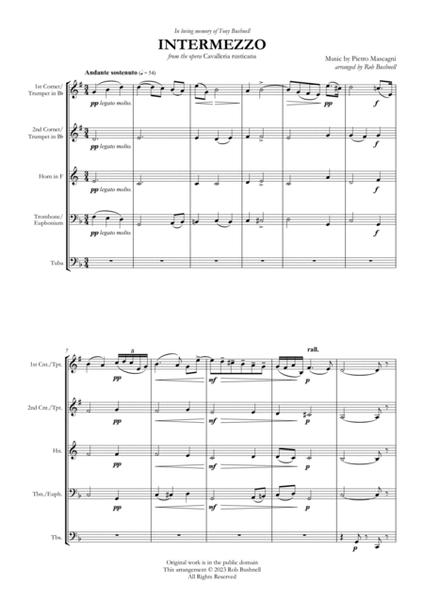 Intermezzo from "Cavalleria rusticana" (Mascagni) - Brass Quintet