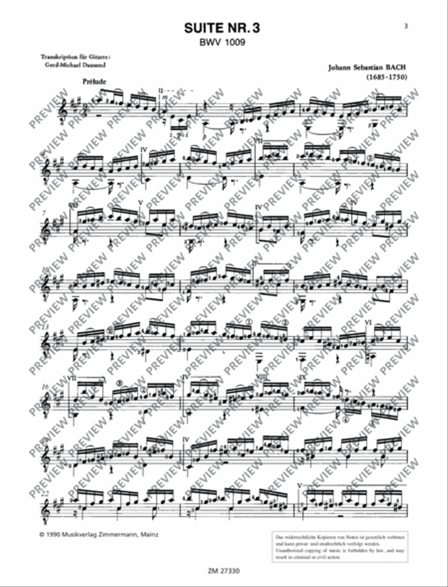 Suite No. 3 Classical Guitar scores gallery preview page 4