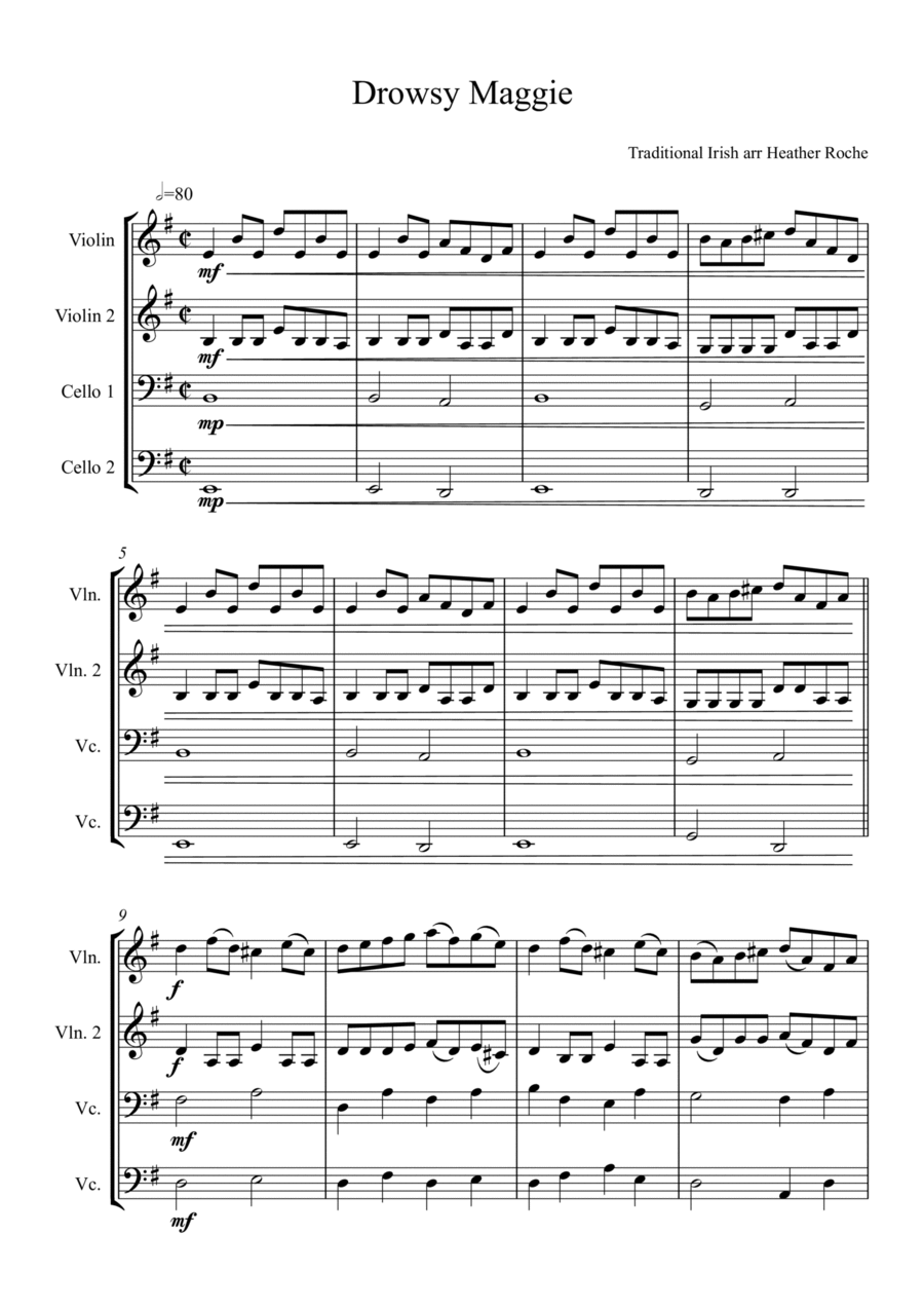 Drowsy Maggie Cello scores gallery preview page 1