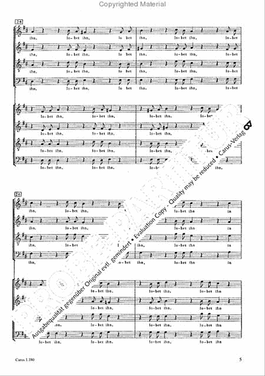 Lobet den Herren in seinem Heiligtum 4-Part scores gallery preview page 6