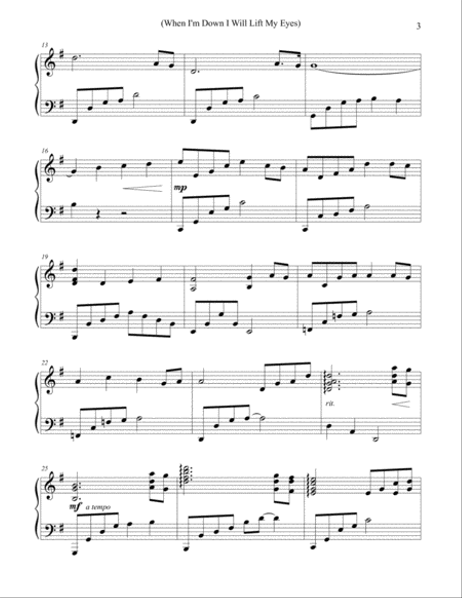 When I'm Down I Will Lift Up My Eyes Piano Solo scores gallery preview page 2
