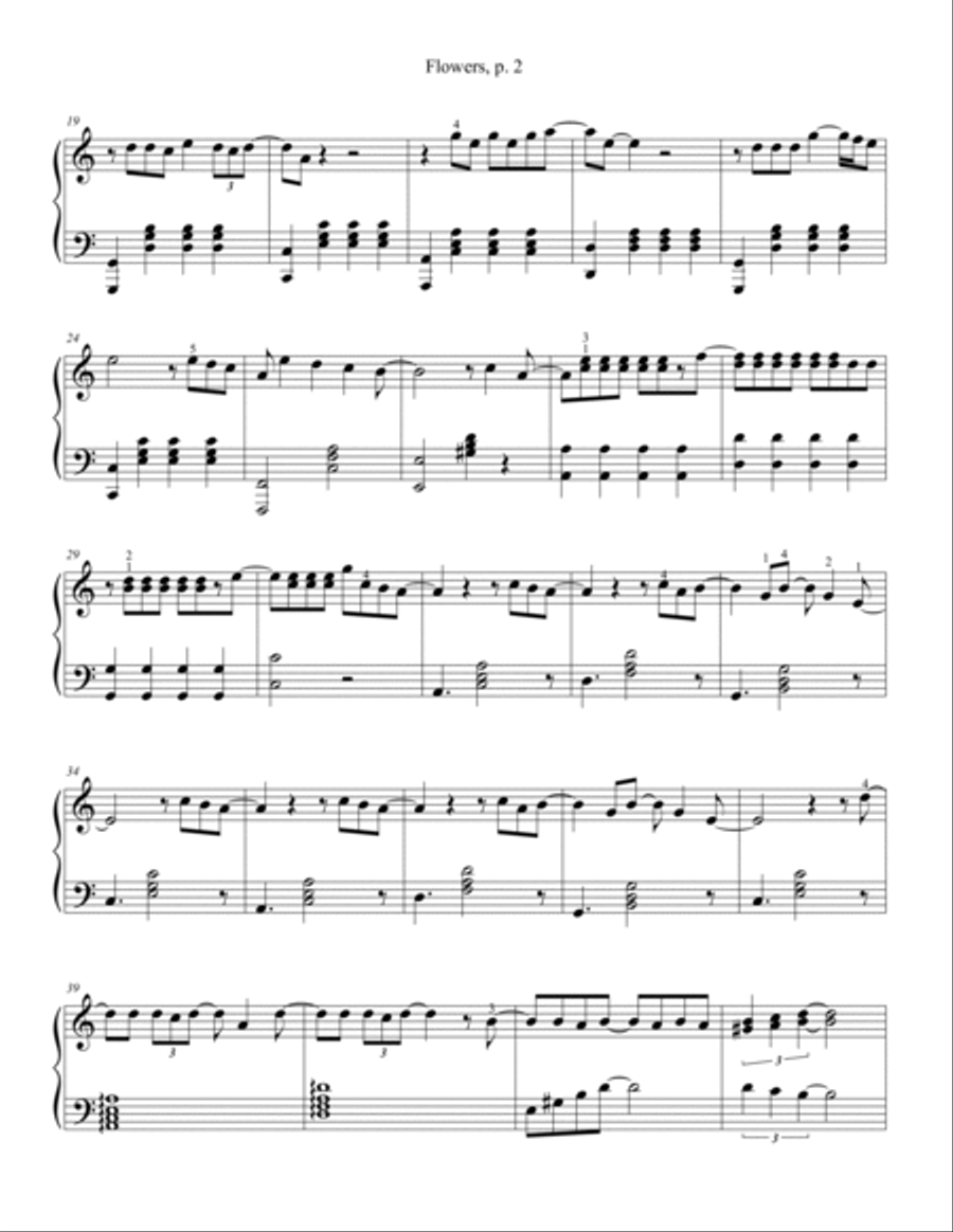 Flowers Flowers Piano Solo scores gallery preview page 2