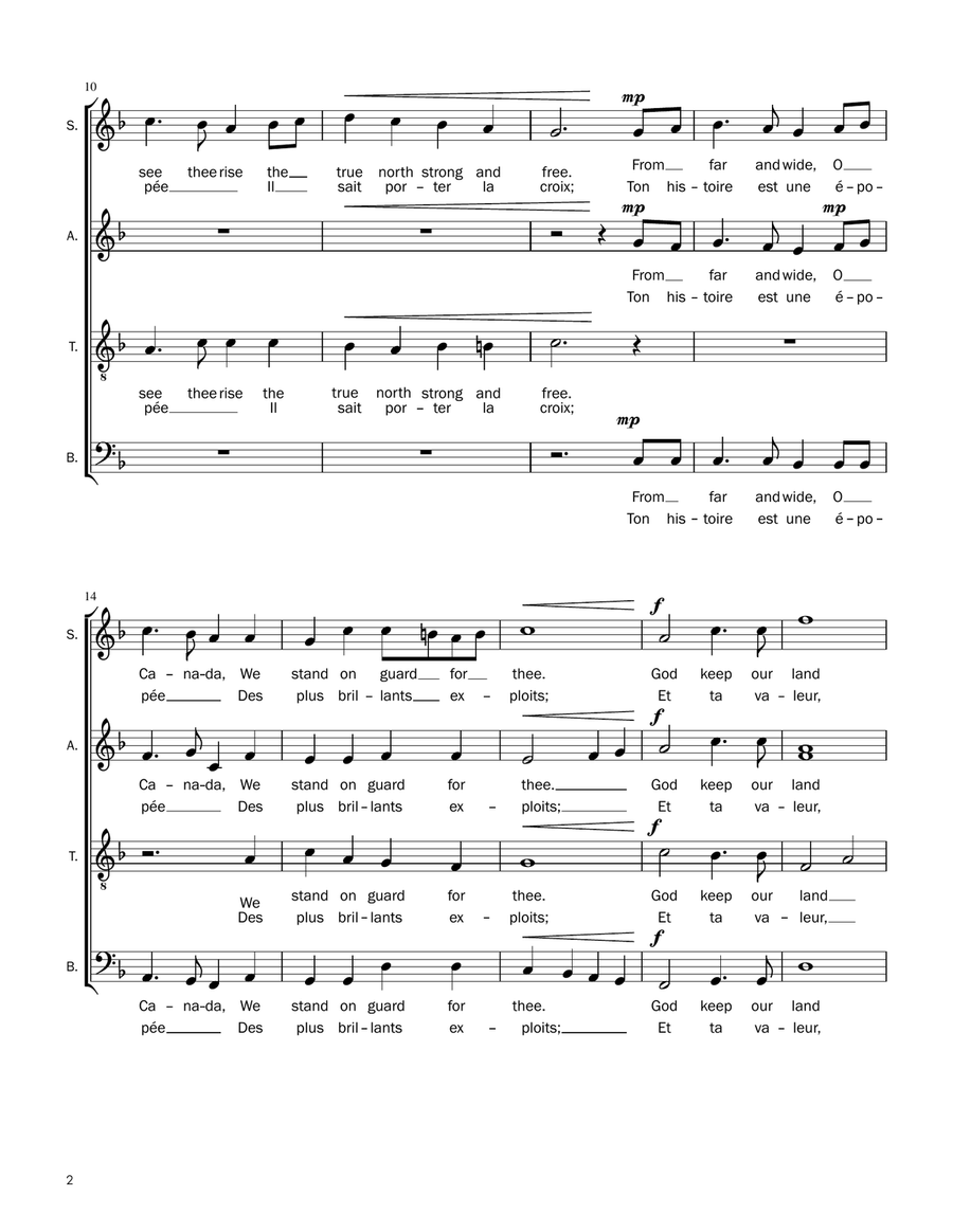O Canada (Bilingual) - SATB a cappella 4-Part scores gallery preview page 2