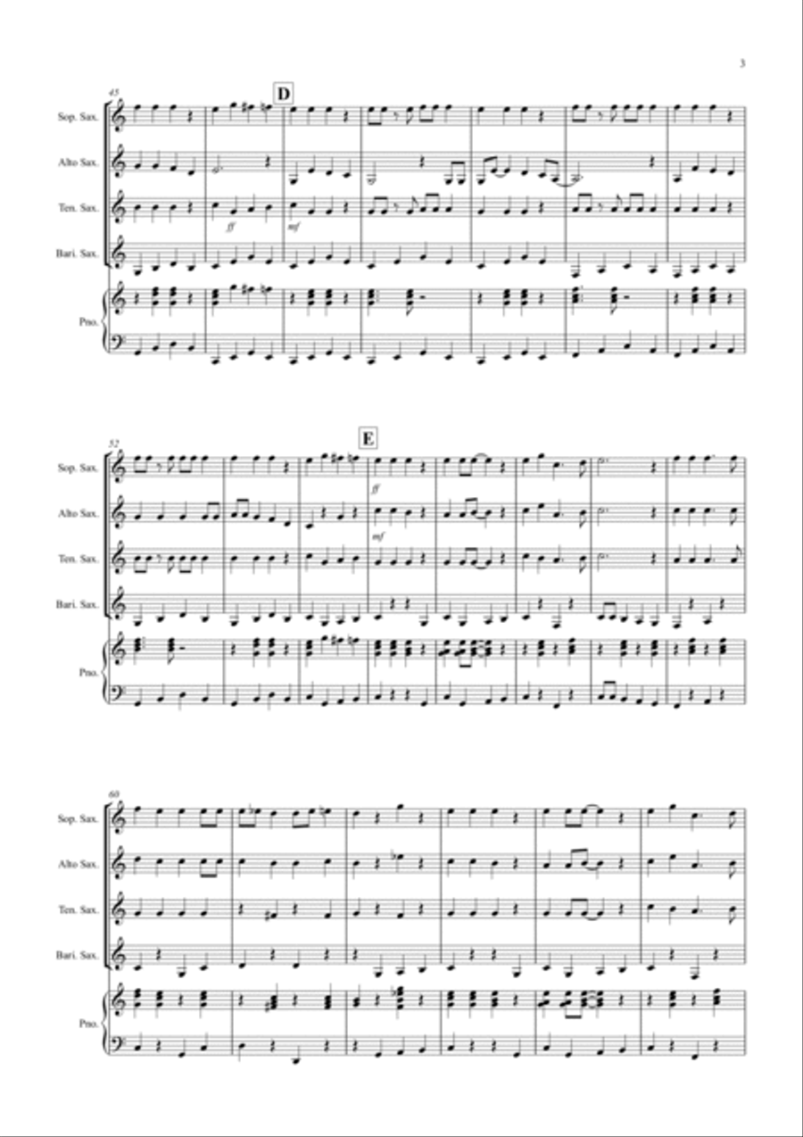 3 Jazzy Christmas Pieces for Saxophone Quartet Saxophone Quartet scores gallery preview page 3