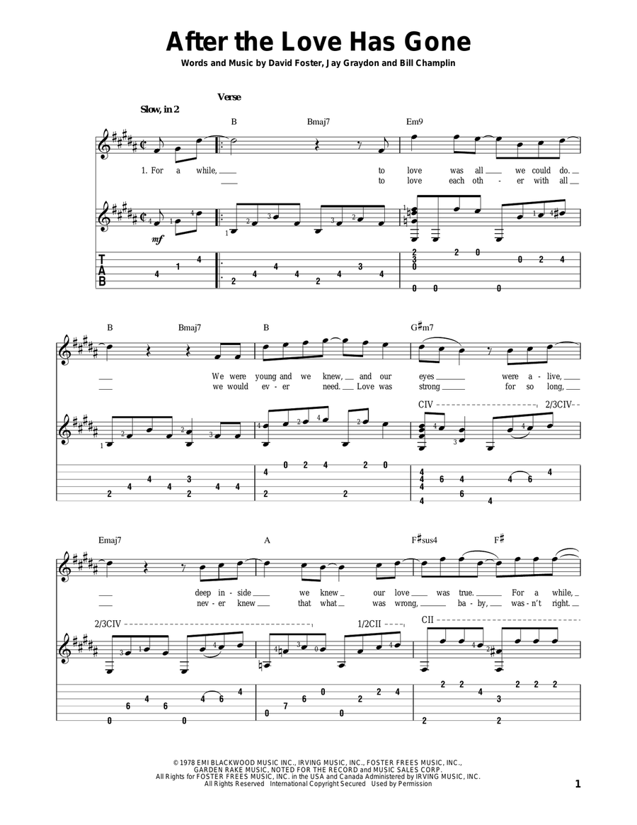 After The Love Has Gone After The Love Has Gone Acoustic Guitar scores gallery preview page 1