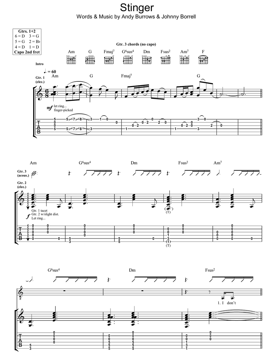 Stinger Stinger Guitar Tablature scores gallery preview page 1