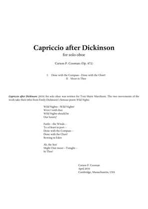 Carson Cooman : Capriccio after Dickinson (2010) for solo oboe
