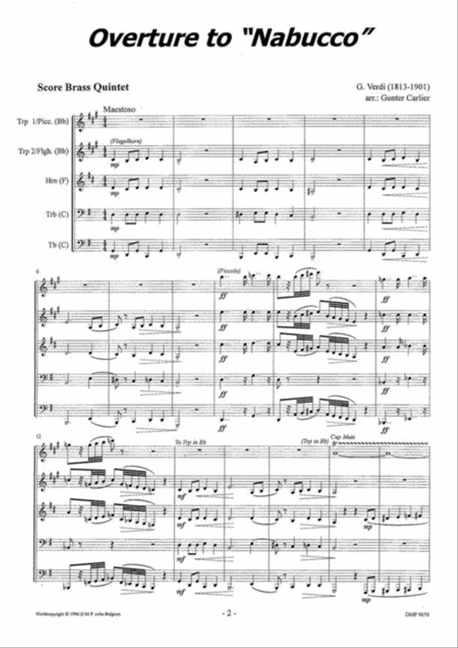 Ouverture Tot Nabucco Brass Quintet scores gallery preview page 2