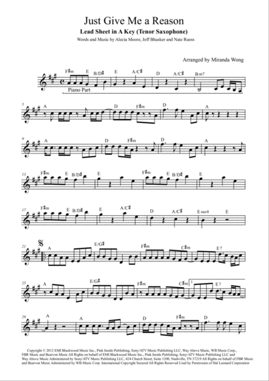 Just Give Me A Reason Piano, Vocal, Guitar scores gallery preview page 2