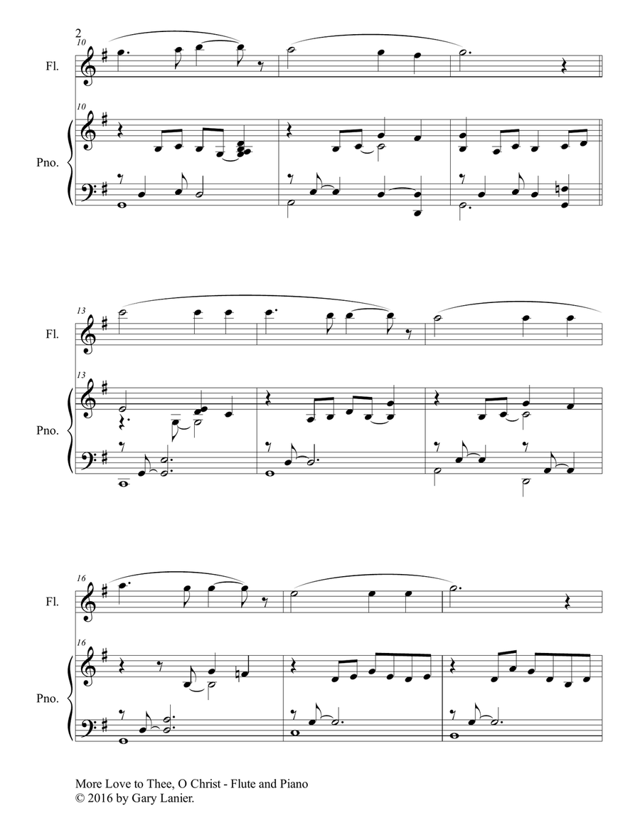 MORE LOVE TO THEE, O CHRIST (Duet – Flute & Piano with Parts) Flute Solo scores gallery preview page 3