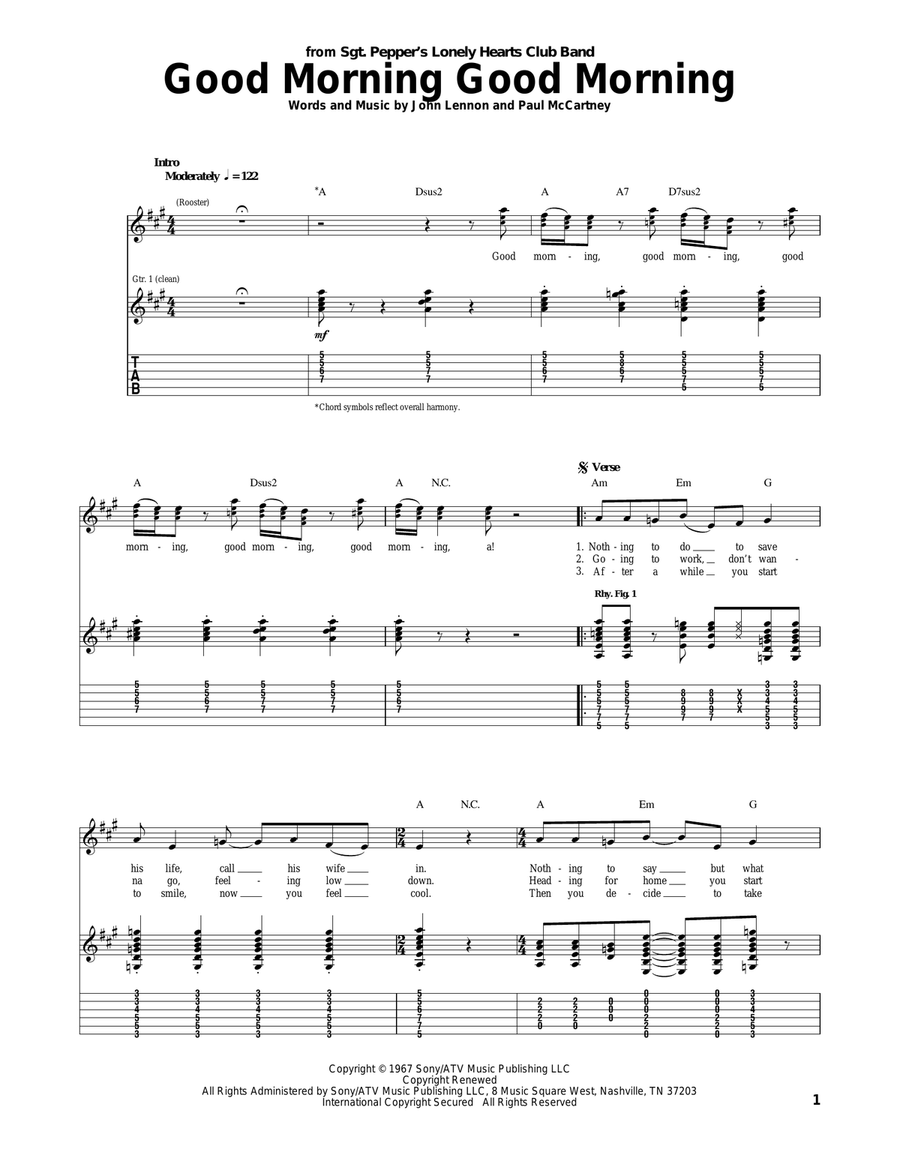 Good Morning Good Morning Acoustic Guitar scores gallery preview page 1