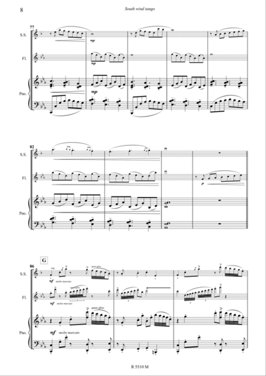 South wind tango pour soprano sax, flûte & piano Soprano Saxophone scores gallery preview page 9