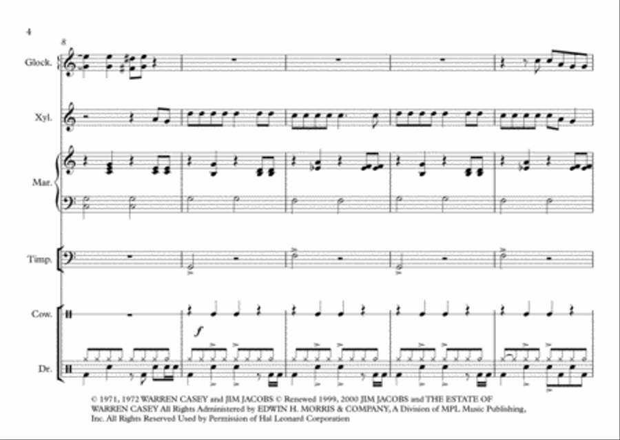 Greased Lightnin' Percussion Ensemble scores gallery preview page 4