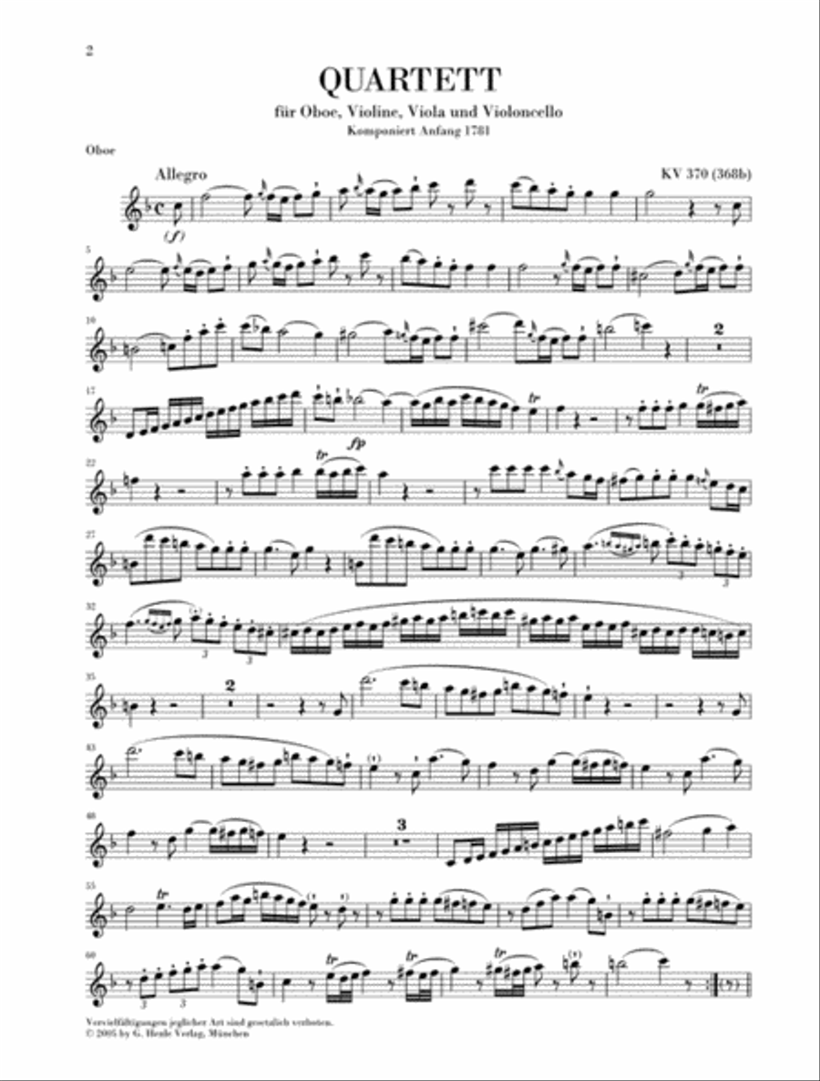 Oboe Quartet F Major K.370 (368b) Oboe scores gallery preview page 2