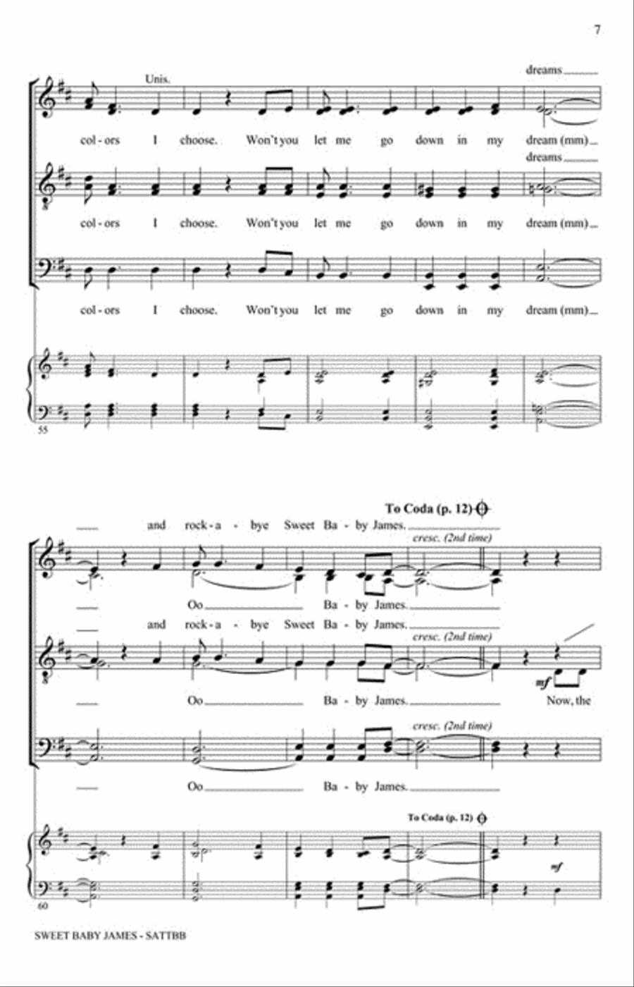 Sweet Baby James A Cappella scores gallery preview page 3