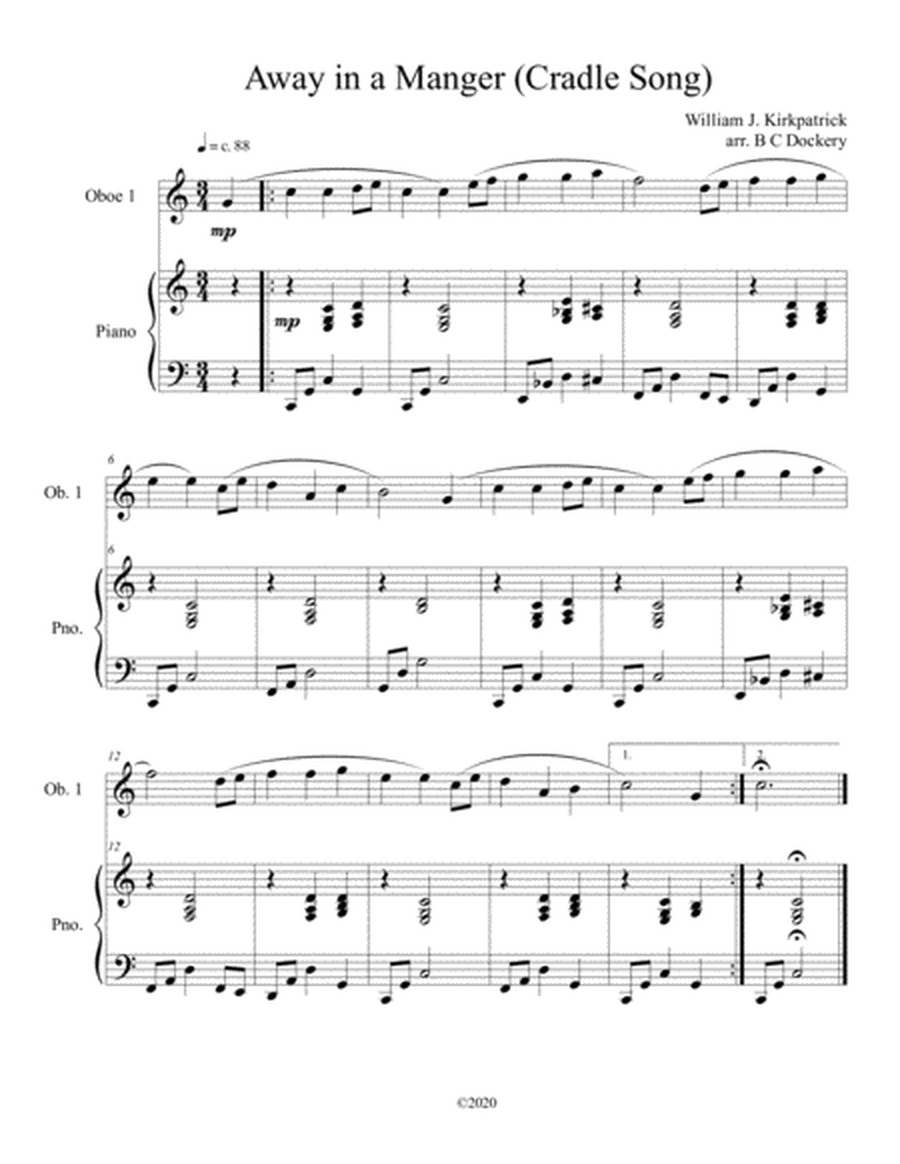 Away in a Manger (Cradle Song) for Oboe with piano accompaniment image number null