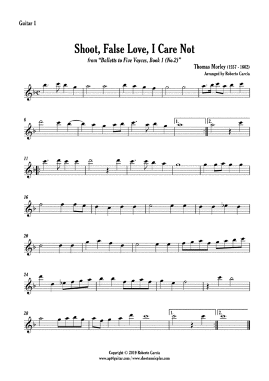 Shoot, False Love, I Care Not Guitar Ensemble scores gallery preview page 5