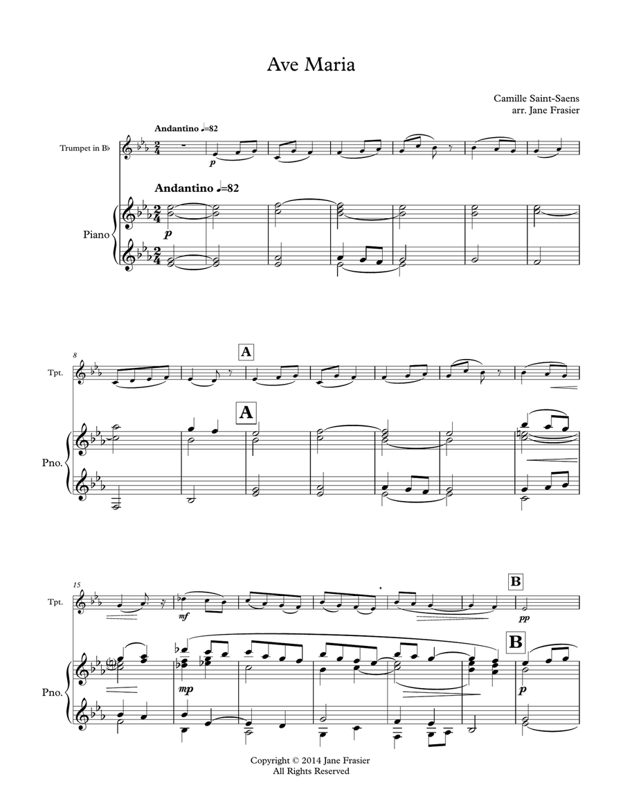 Ave Maria Ave Maria Trumpet Solo scores gallery preview page 1