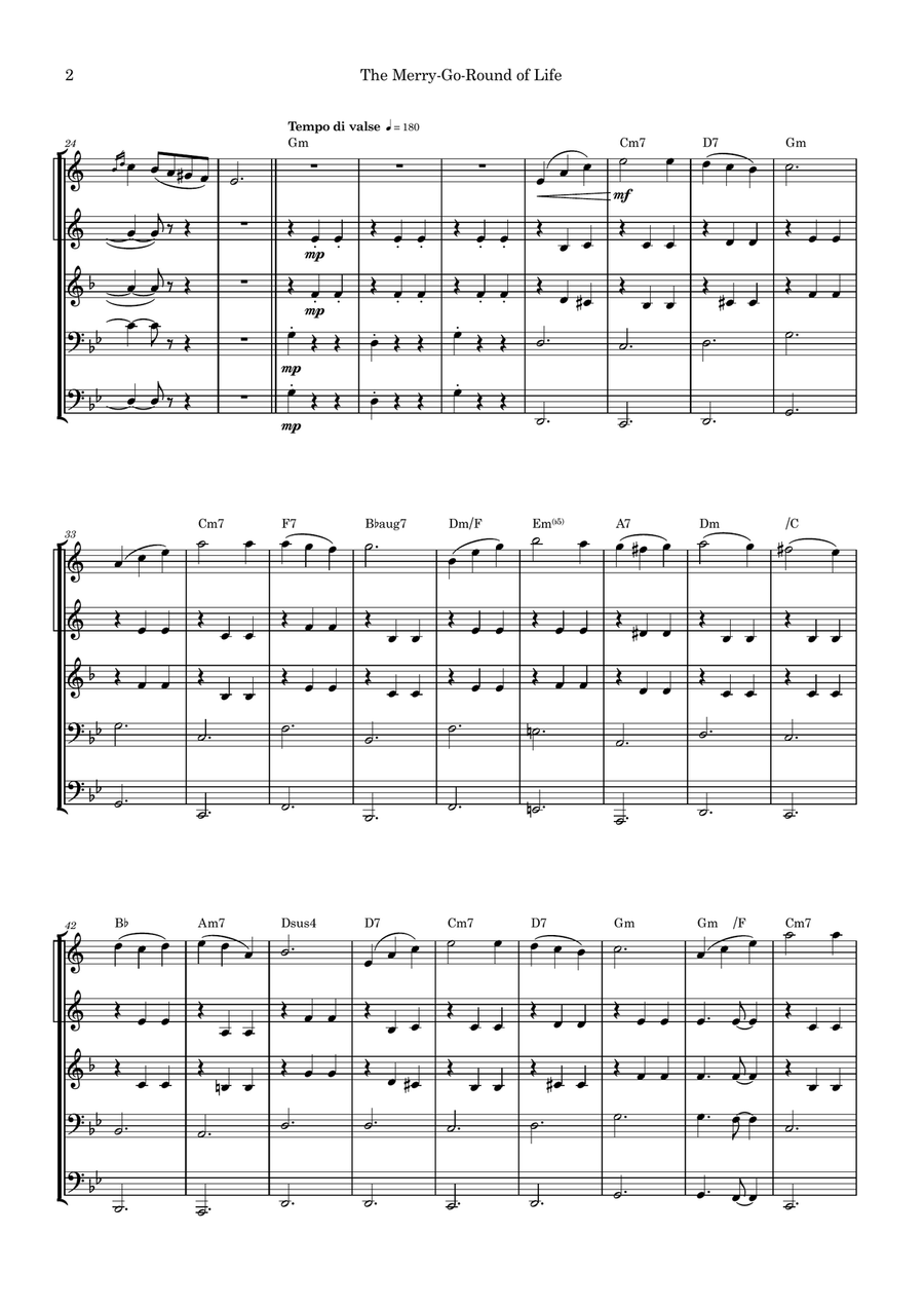 Merry-go-round Of Life Brass Quintet scores gallery preview page 2