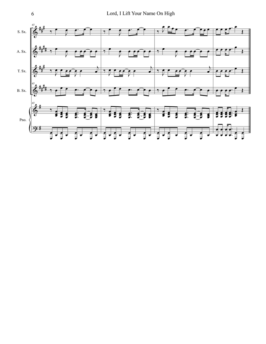 Lord, I Lift Your Name On High Saxophone Quartet scores gallery preview page 6