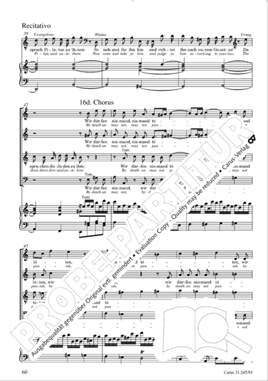 St. John Passion (Johannes-Passion) 4-Part scores gallery preview page 61