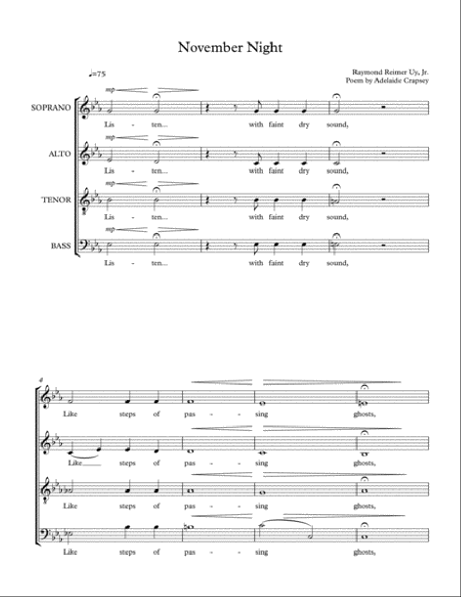 November Night 4-Part scores gallery preview page 1