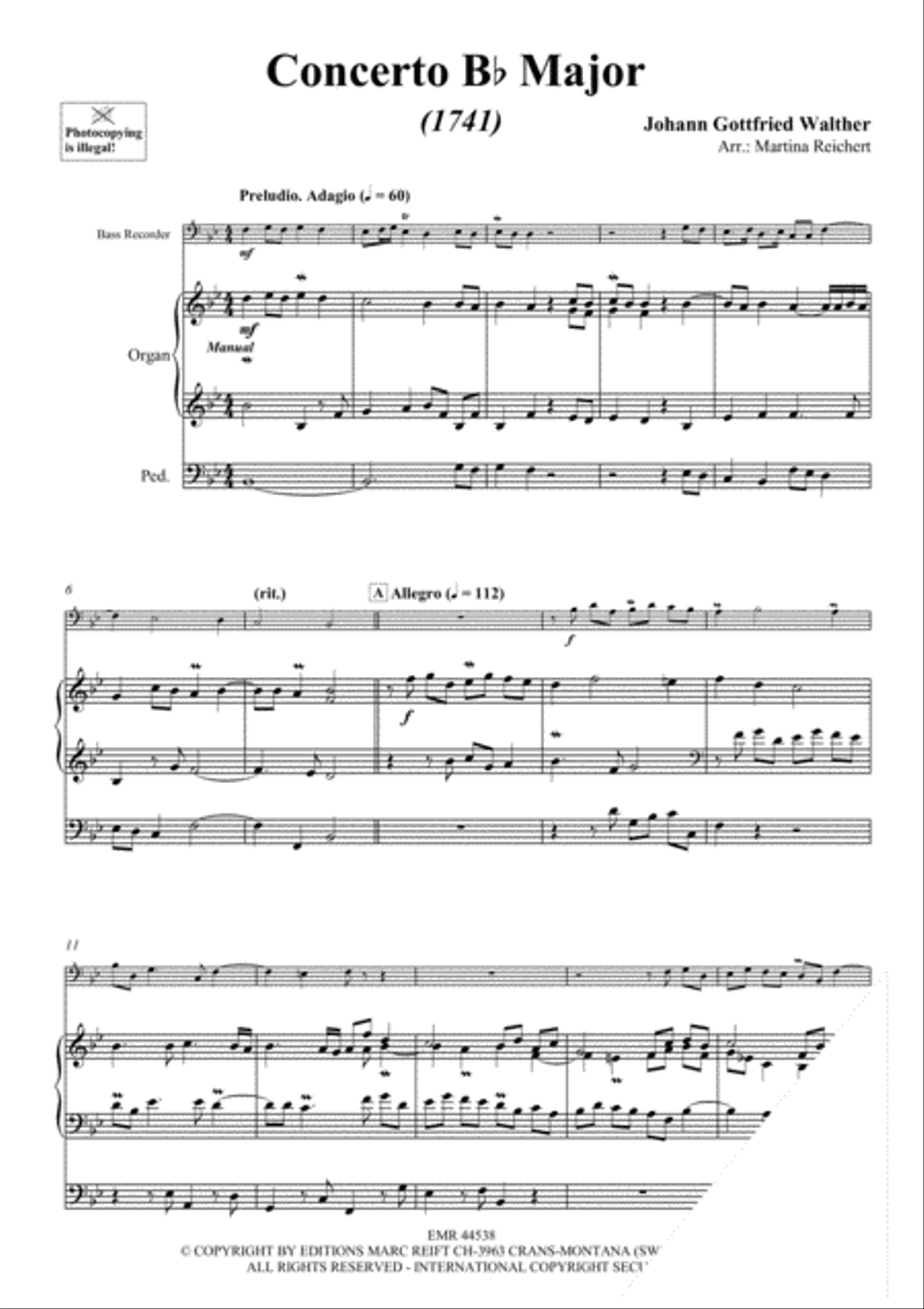Concerto Bb Major Bass Recorder scores gallery preview page 4
