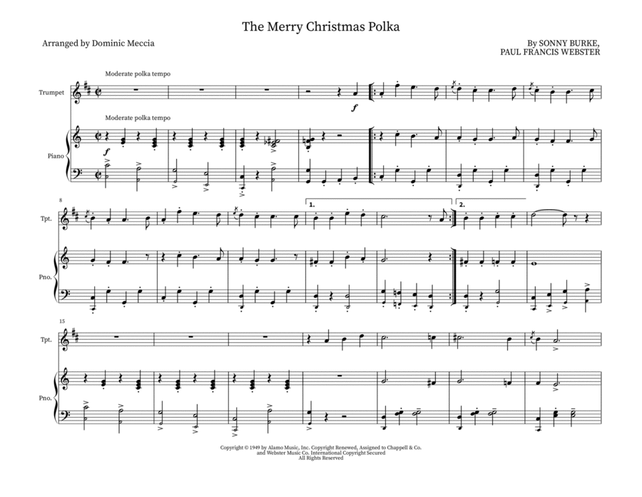 The Merry Christmas Polka Trumpet Duet scores gallery preview page 1