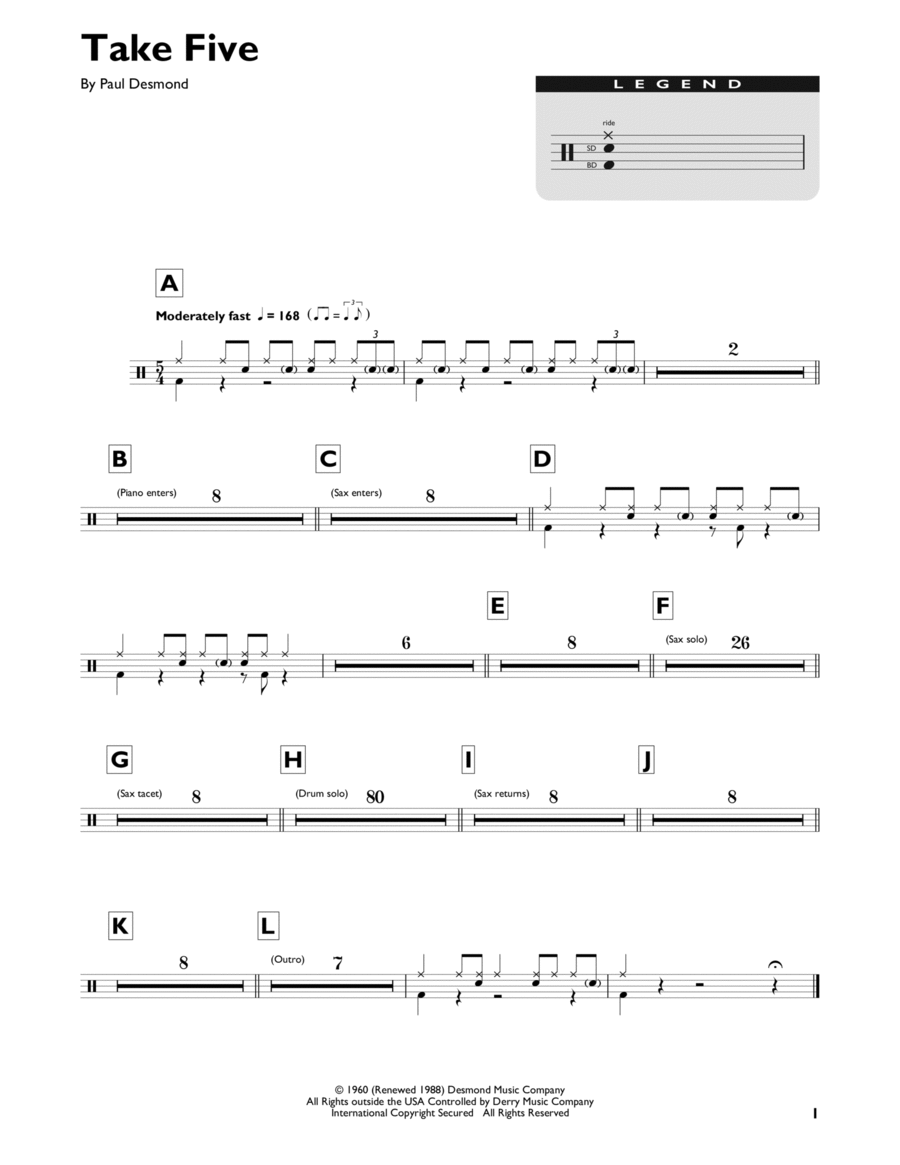 Take Five Drum Set scores gallery preview page 1