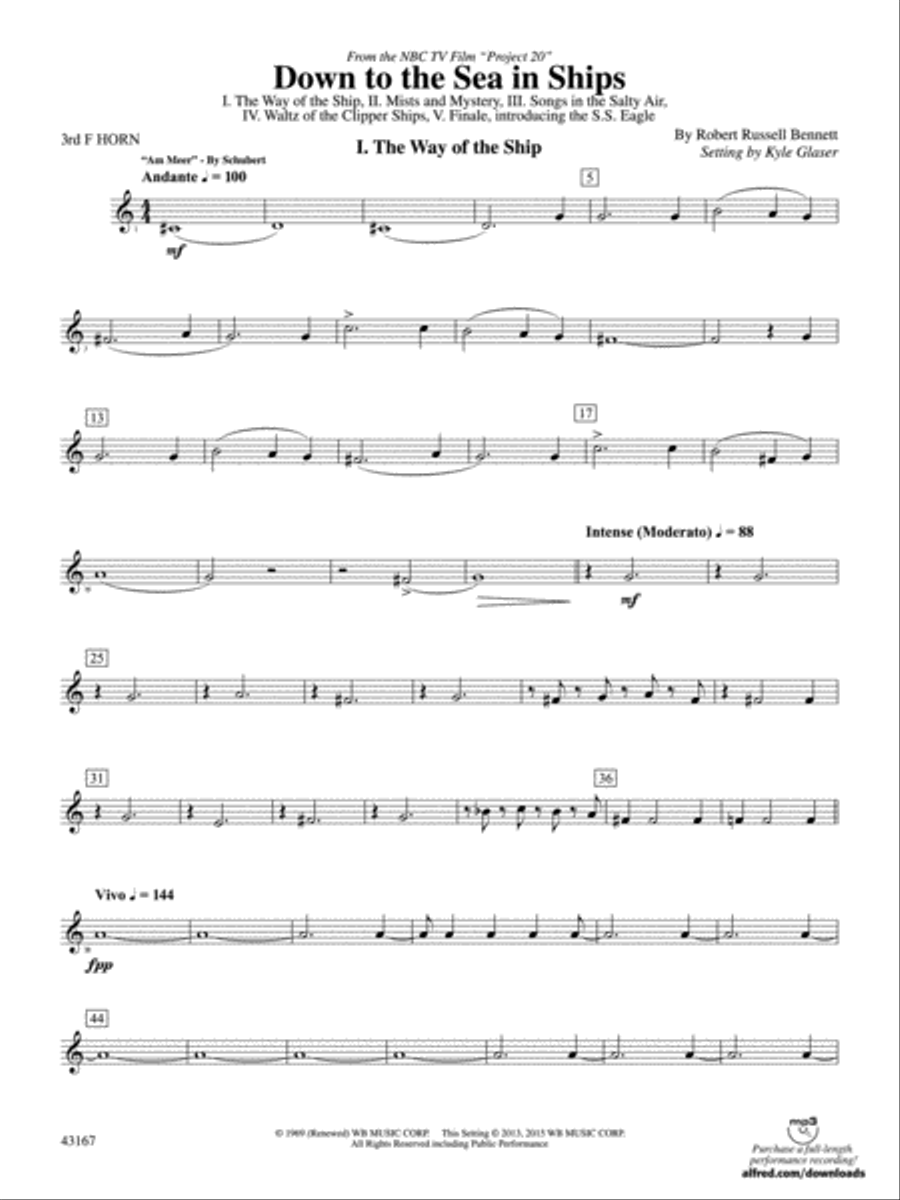 Down to the Sea in Ships (from the NBC TV Film Project 20): 3rd F Horn Concert Band scores gallery preview page 2